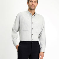 Light Grey Long Sleeve Oversize Cotton Lumberjack Shirt