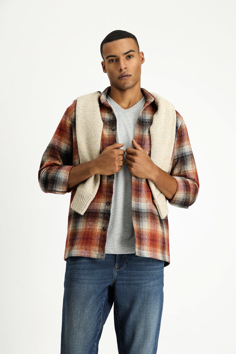 Tile Long Sleeve Oversize Lumberjack Plaid Cotton Shirt