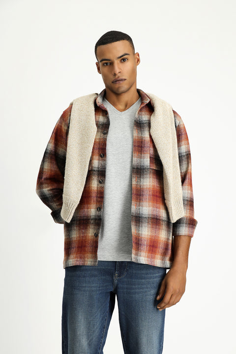 Tile Long Sleeve Oversize Lumberjack Plaid Cotton Shirt
