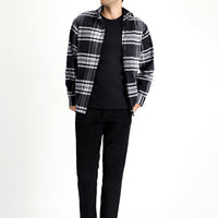Black Long Sleeve Oversize Plaid Shacket Lumberjack Cotton Shirt / Jacket