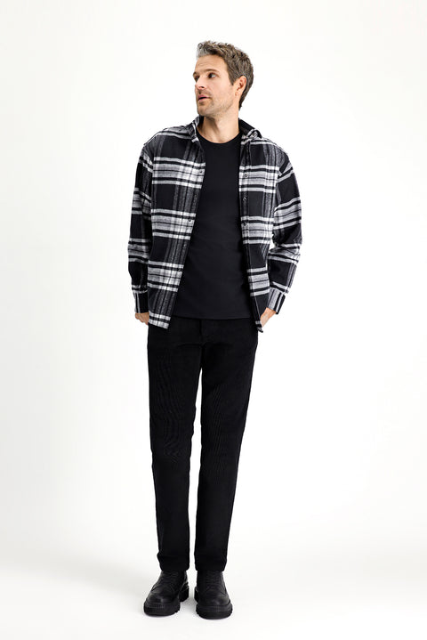 Black Long Sleeve Oversize Plaid Shacket Lumberjack Cotton Shirt / Jacket