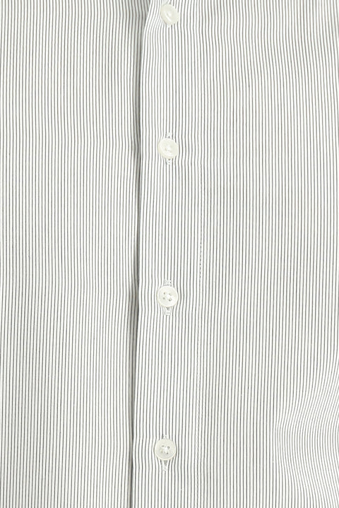 Dark Navy Long Sleeve Slim Fit Narrow Cut Cotton Striped Classic Shirt