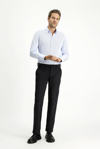 Mavi Uzun Kol Slim Fit Dar Kesim Klasik Çizgili Pamuk Gömlek