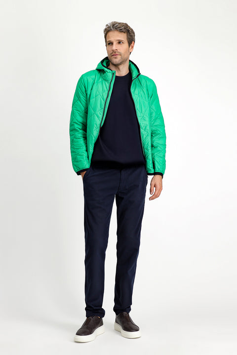 Grass Green Hooded Quilted Sport Jacket