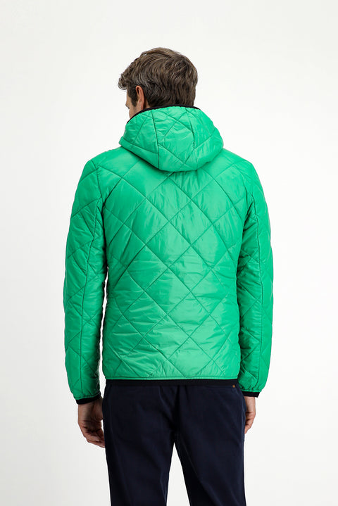 Grass Green Hooded Quilted Sport Jacket