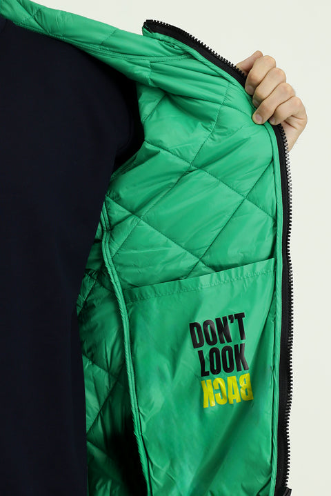 Grass Green Hooded Quilted Sport Jacket