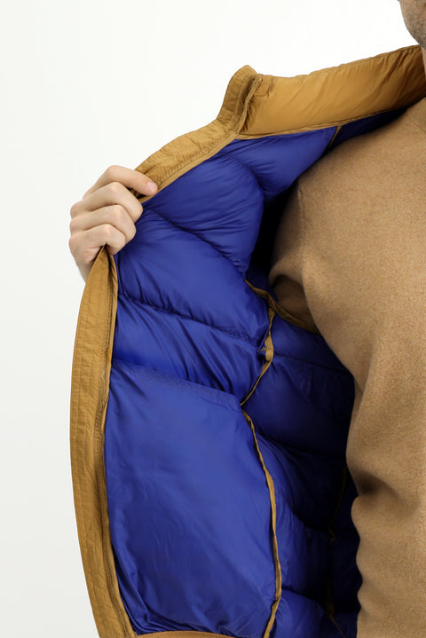 Mustard Yellow Stand Collar Zippered Pocket Windproof Sport Puffer Jacket
