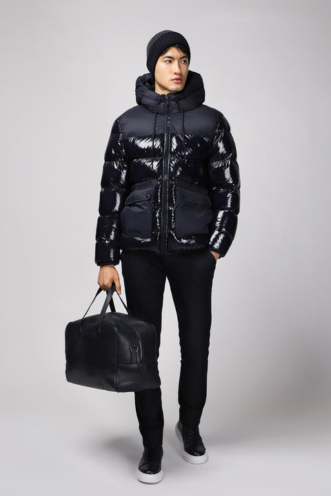 Dark Navy Hooded Quilted Sport Puffer Jacket