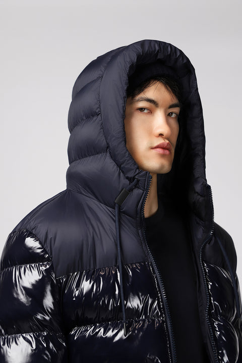 Dark Navy Hooded Quilted Sport Puffer Jacket