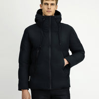Black Hooded Padded Sports Jacket