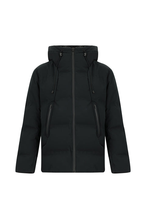 Black Hooded Padded Sports Jacket