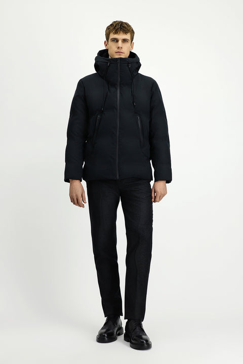 Black Hooded Padded Sports Jacket