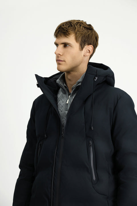 Black Hooded Padded Sports Jacket