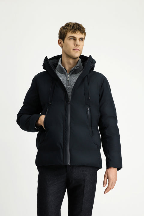 Black Hooded Padded Sports Jacket