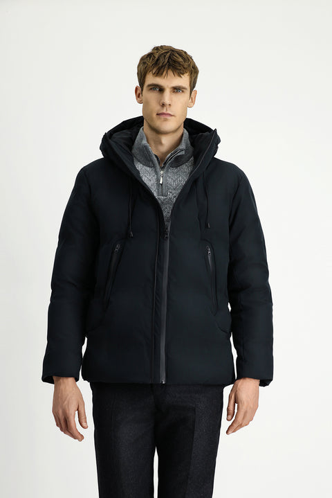 Black Hooded Padded Sports Jacket