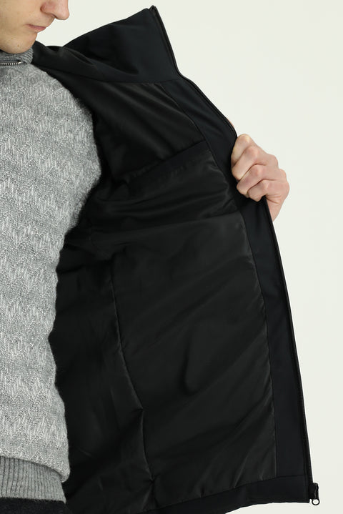 Black Hooded Padded Sports Jacket