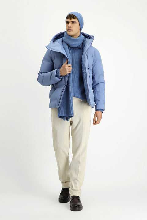 Aviator Blue Hooded Padded Sport Jacket