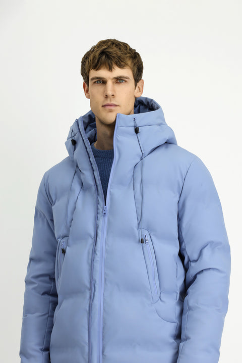 Aviator Blue Hooded Padded Sport Jacket