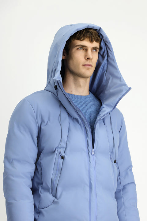 Aviator Blue Hooded Padded Sport Jacket