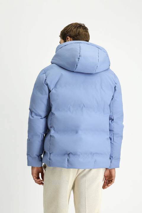 Aviator Blue Hooded Padded Sport Jacket