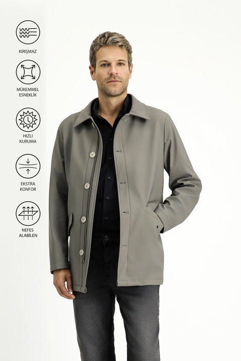 Dark Mink Techno-Line Lycra Overcoat & Trench Coat