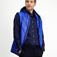 Navy Blue Hooded Quilted Sports Vest