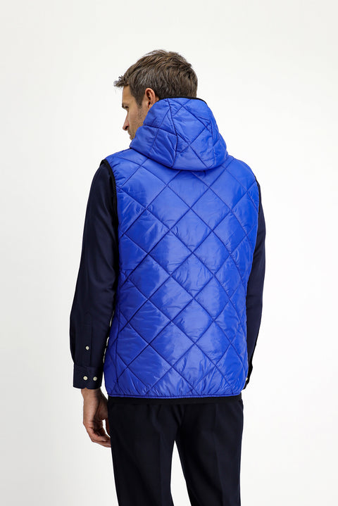 Navy Blue Hooded Quilted Sports Vest