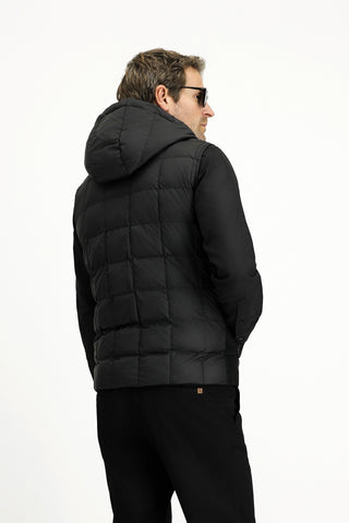 Siyah Slim Fit Dar Kesim Kapüşonlu Spor Yelek