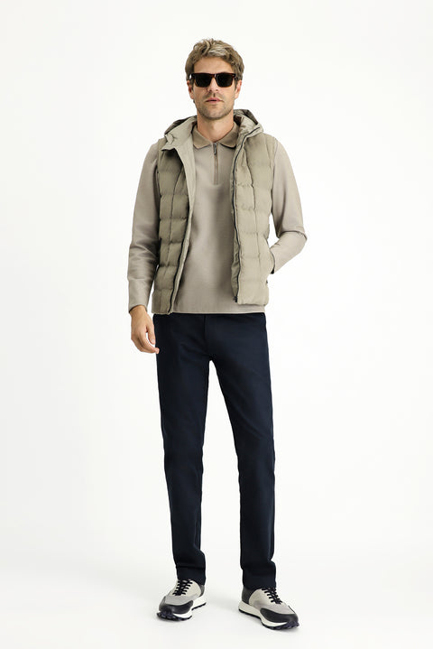 Medium Mink Slim Fit Narrow Cut Hooded Sports Vest