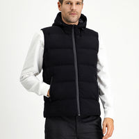 Black Hooded Sports Puffer Vest