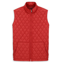 Coral Red Stand Collar Quilted Sports Vest with Pockets and Zipper