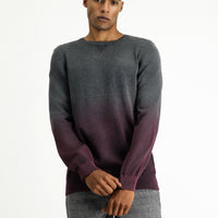 Dark Red Crew Neck Regular Fit Patterned Cotton Knit Sweater