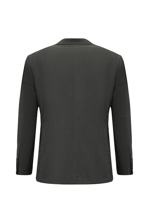 Dark Gray 6 Drop Regular Fit Patterned Lycra Double-Breasted Jacket