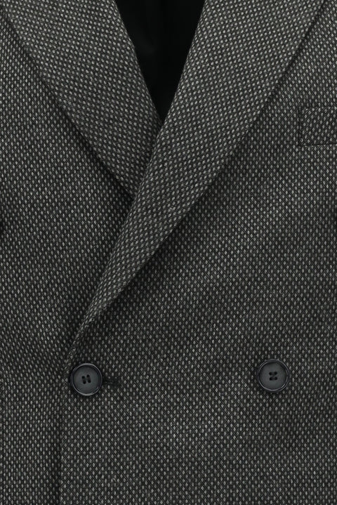 Dark Gray 6 Drop Regular Fit Patterned Lycra Double-Breasted Jacket
