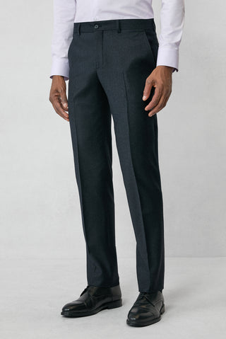 Koyu Antrasit 4 Drop Relaxed Fit Rahat Kesim Yünlü Flanel Klasik Pantolon