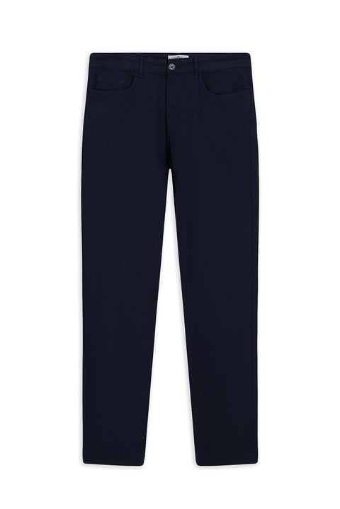 Orta Lacivert Slim Fit Dar Kesim Likralı Kanvas / Chino Pantolon