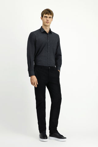 Siyah Relaxed Fit Rahat Kesim Likralı Kanvas / Chino Pantolon