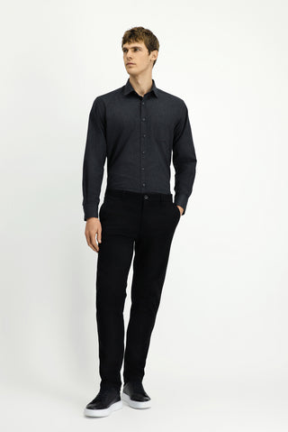 Siyah Relaxed Fit Rahat Kesim Likralı Kanvas / Chino Pantolon