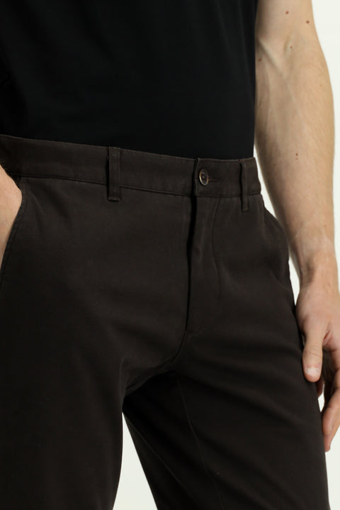 Orta Kahve Slim Fit Dar Kesim Likralı Kanvas / Chino Pantolon