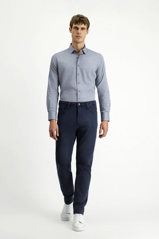Koyu Lacivert Relaxed Fit Rahat Kesim Likralı Kanvas / Chino Pantolon