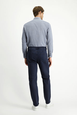Koyu Lacivert Regular Fit Standart Kesim Likralı Kanvas / Chino Pantolon