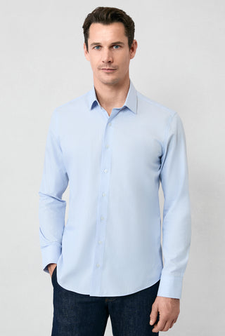 Mavi Uzun Kol Slim Fit Dar Kesim Pamuk Klasik Çizgili Gömlek
