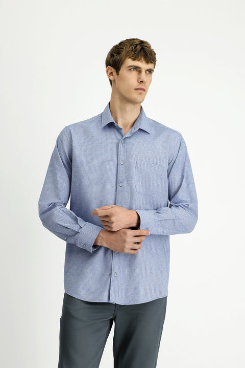 Blue Long Sleeve Regular Fit Patterned Cotton Lumberjack Shirt