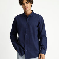 Indigo Long Sleeve Regular Fit Button-Down Collar Sport Cotton Plaid Lumberjack Shirt