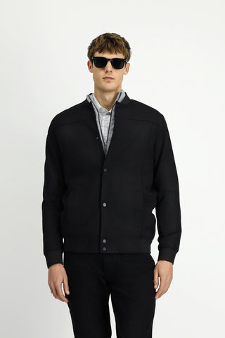 Siyah Slim Fit Dar Kesim Likralı Çıtçıtlı Cepli Bomber Ceket Mont