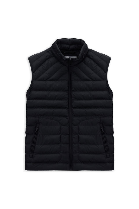 Dark Navy Slim Fit Stand Collar Zippered Quilted Sports Vest