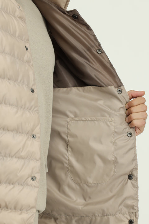 Light Beige Buttoned Quilted Sports Vest