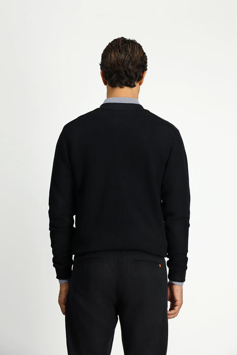 Black Zip-Up Patterned Cotton Bomber Sweatshirt