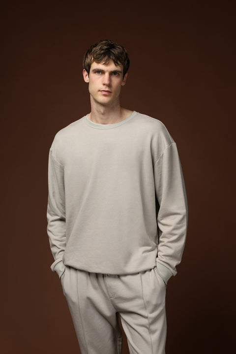 Stone Crew Neck Regular Fit Cotton Basic Sweatshirt