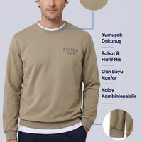 Orta Vizon Bisiklet Yaka Regular Fit Baskılı Pamuklu Sweatshirt